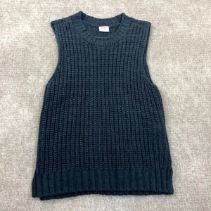 Abercrombie & Fitch Sweater Vest Womens XS Blue Cotton Chunky Knit Ribbed Warm